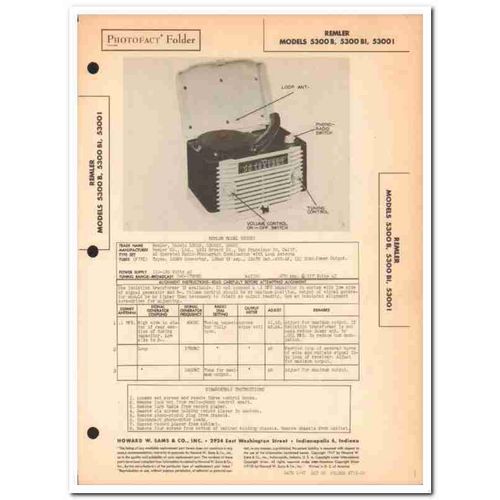 remler model 5300b 5300bi 5300i am radio phono sams photofact manual