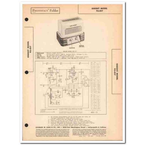 knight model 93-017 3-tube 7watt audio amplifier sams photofact manual