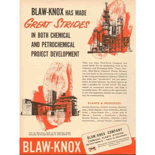 blaw-knox company 1953 chemical petrochemical projects vintage ad