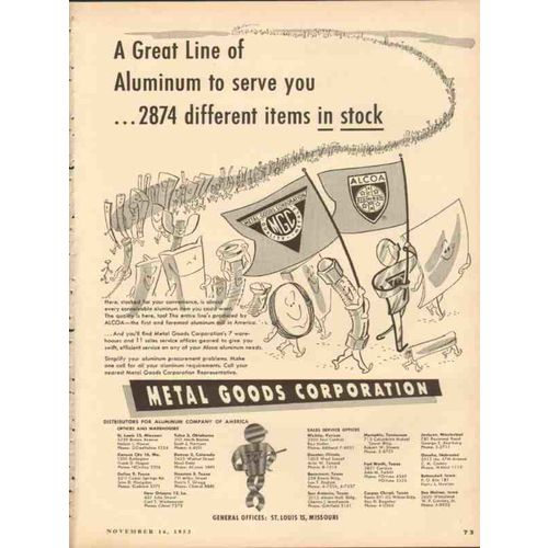 metal goods corporation 1953 great line aluminum in stock vintage ad