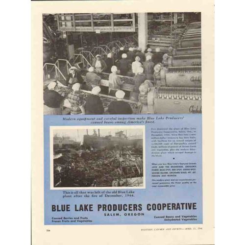 blue lake producers cooperative 1946 canned beans vegetable vintage ad