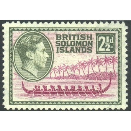 British Solomon Islands 1939 - SG64 2½d mauve/olive - Roviana Canoe - MH