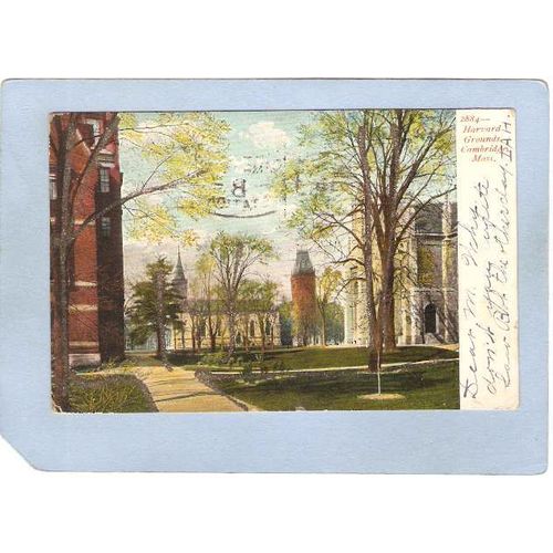 MA Cambridge Harvard Grounds Undivided Back w/Gold Sprarkles Outline ma_bo~415