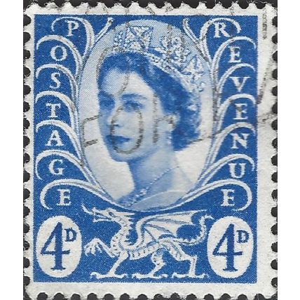 WALES, QE II, Wilding, blue 1968, 4d, #6