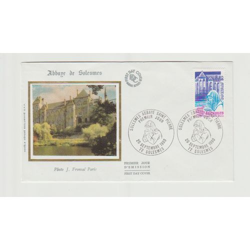 France silk FDC Solemeses Abbey September 1980