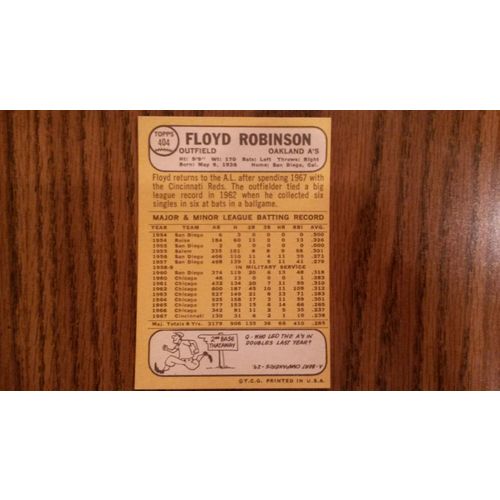 1968 Topps Card # 404 Floyd Robinson Good (2) Oakland Athletics