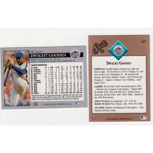 TWO 1992 Leaf Dwight Gooden cards- #112, Studio #65 –Mets