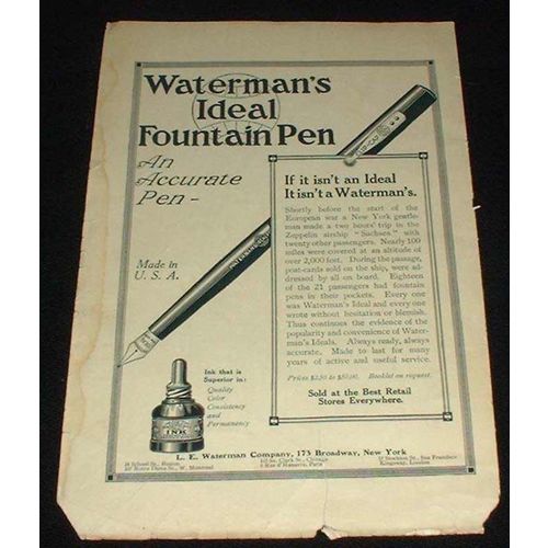 1914 Waterman Ideal Fountain Pen Ad Accurate!