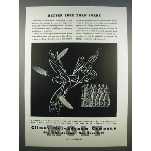 1946 Climax Molybdenum Ad - Better Sure Than Sorry