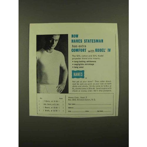 1965 Hanes Statesman Underwear Ad - Extra Comfort