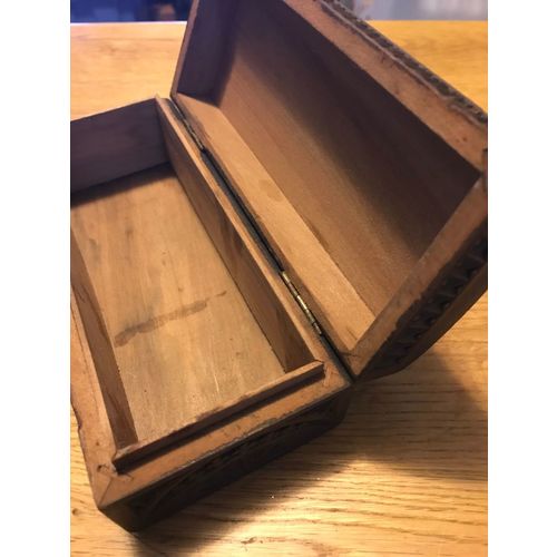 Wooden Chip Art Trinket Collectable Box with Hinged Cover