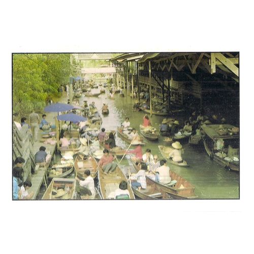 DAMNERNSADUAK FLOATING MARKET, RAJCHABURI, THAILAND..used postcard 1995 pm #