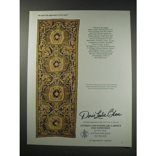 1991 Doris Leslie Blan Antique and Exemplary Carpets and Tapestries Ad