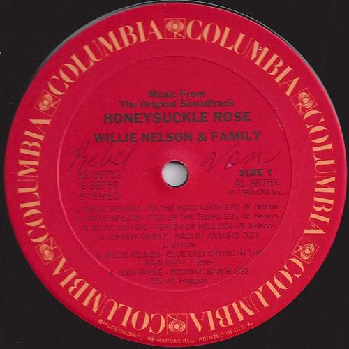 Columbia #S2-36752 Willie Nelson & Family - "Honeysuckle Rose" double LP