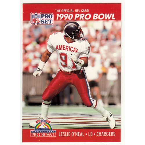 1990 NFL Pro Set Football card 364 Leslie O’Neal 1990 Pro Bowl - Chargers
