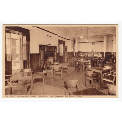 The Smoking Room Trenython Railway Convalescent Home Par Postcard Cornwall