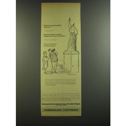 1964 American Express Ad - cartoon by Russell Brockbank - Hand me my filter