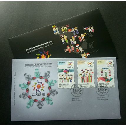 Malaysia Chairman Of ASEAN 2015 Flag Culture Traditional Costume (stamp FDC)