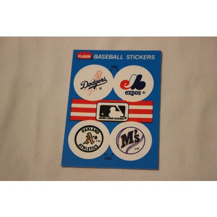 1989 Fleer Dodgers Team History Stickerback w/4 variou TEAM LOGO Stickers