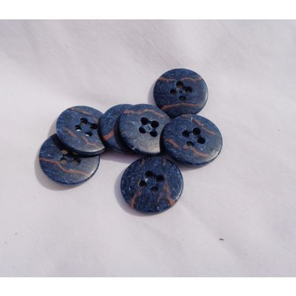 VV7 7 Blue Mottle Buttons 18mm 3/4 Inch 4 Hole Resin Sewing