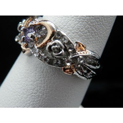 Ring Engagement Promise Heart Shaped Two Tone Ring #79 USA Seller