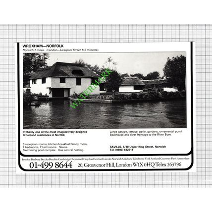 Wroxham Norfolk House Sale Advert - 1980 Cutting