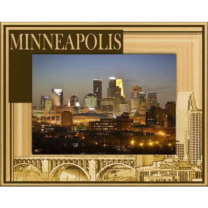 Minneapolis Minnesota Laser Engraved Wood Picture Frame Landscape (4 x 6)