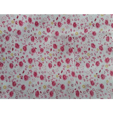 Pink, white, yellow floral cotton fabric square 48cms x 48cms