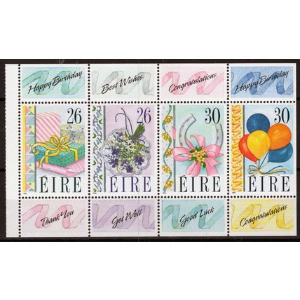ZAYIX Ireland 798a MNH Booklet Pane English Labels Flowers Balloons 121022SM174