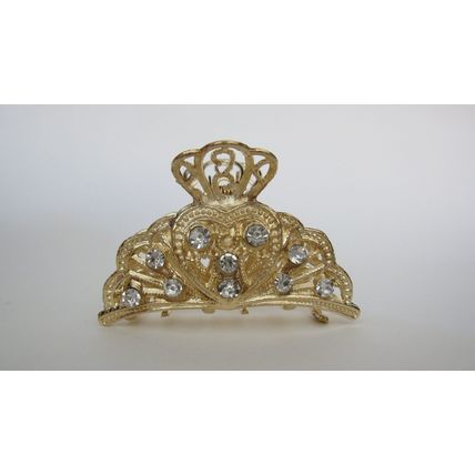 Gold or silver clear or AB crystal heart metal hair claw clip jaw clip