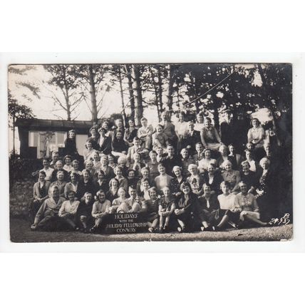 Large Group Holiday Fellowship Conway Postcard 1937