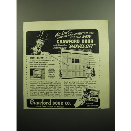 1949 Crawford Door Co. Advertisement - At last.. A Garage Door Anybody can open