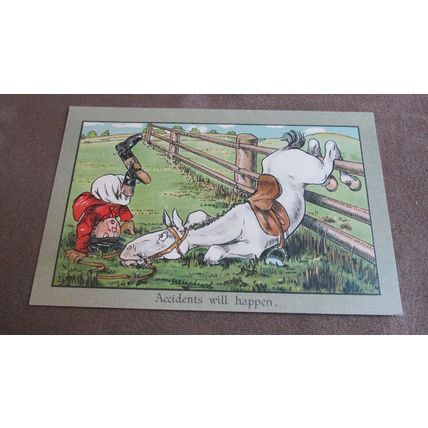 Faulkner Humorous Postcard - Horse / Equestrian- Accidents happen - G.E Shepherd
