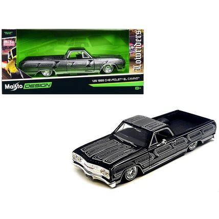 1965 Chevrolet El Camino Lowrider Black Metallic with Silver Graphics "Lowrid...