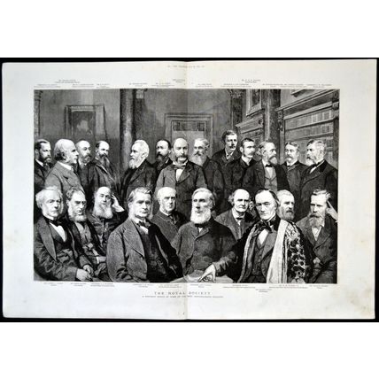 ROYAL SOCIETY 1889 Portrait Group VICTORIAN ENGRAVING