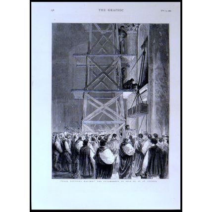 VALE PONTIFEX MAXIME! ENTOMBMENT OF PIUS IX 1878 VICTORIAN ENGRAVING