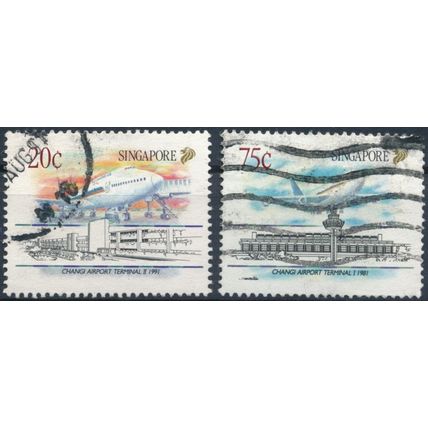 Civil Aviation: 20c & 75c - Singapore 1991 - F H - SG 656/7
