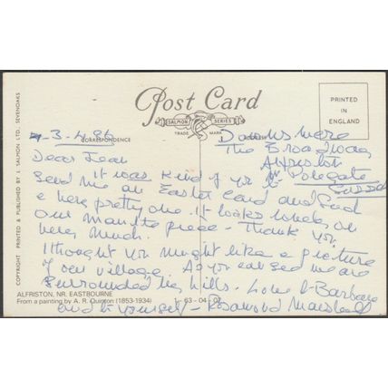 AR Quinton - Alfriston, Sussex, 1986 - Salmon Postcard