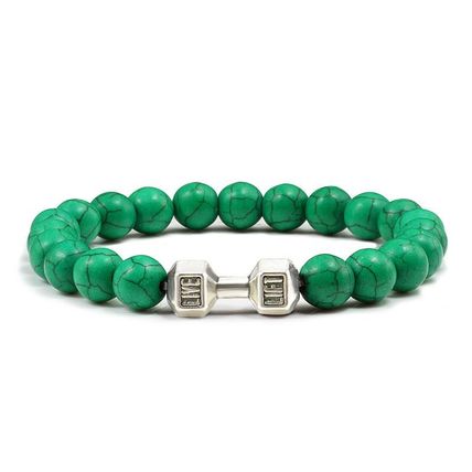Turquoise Energy Barbell Bracelet – Unisex Gun Black Electroplated Alloy