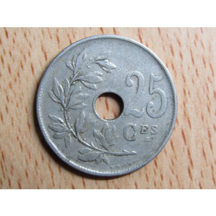 Belgium 1922 25 Centime Belgique (French Text) Coin