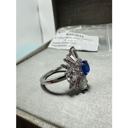 Sz7 Ring RBP3012 Nat Fusion Cornflower Blue Quartz Rhodium P Band SR$74