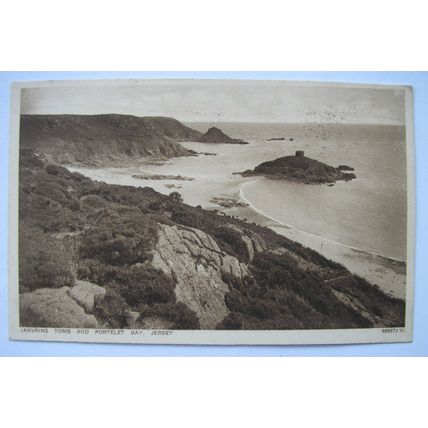 1928 sepia Postcard Janvrins Tomb & Portelet Bay Jersey