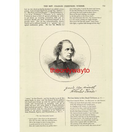 Charles (Tennyson) Turner, Poet, Brother Of Lord T, Book Illustration, 1875