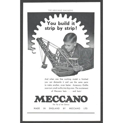 MECCANO toys :- Original Vintage 1954 Magazine Advert <> POST FREE