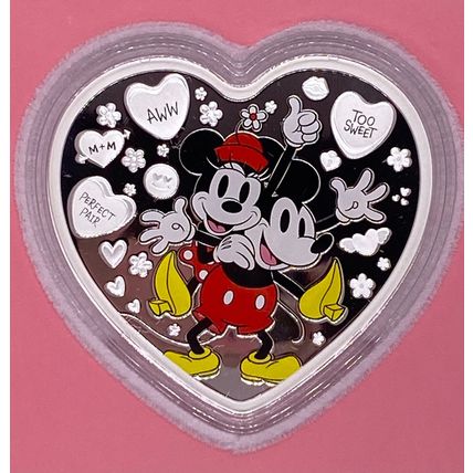 1 Oz 2025 Agoro Silver Collectible Disney I Love Us - Mickey and Minnie Mouse