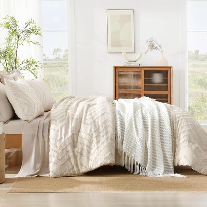 Litanika California King Comforter Set Beige, 3 Pieces Cal King Oversized King C