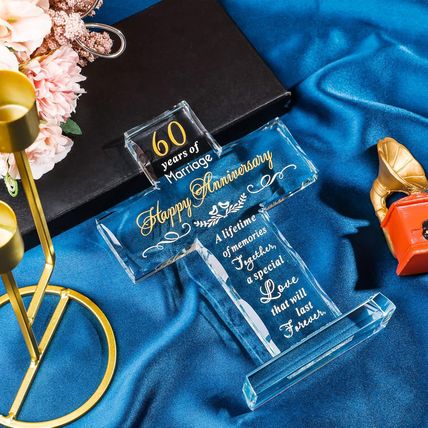 YWHL 60Th Anniversary Cross Gifts for Couple Parents, 60 Years Wedding Anniversa