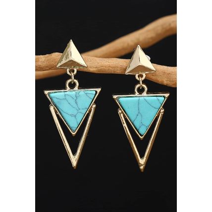 Three Triangles Turquoise Decor Stud Dangle Earrings