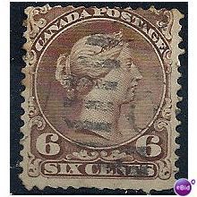 Canada 1870 SG59b 6c Yellowish-Brown Fine Used