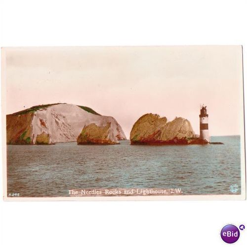 isle of wight postcard rp lighthouse needles.by nigh ventnor